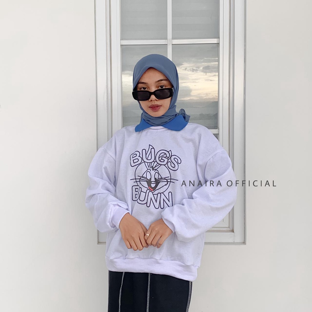 SWEATER WANIITA BUGS BUNN ANAIRAOFFICIAL SWEATER OVERSIZE WANITA SWEATER CEWEK SWEATER OVERSIZE CEWEK CREWNECK CEWEK CREWNECK WANITA