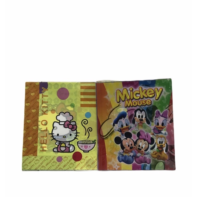 (Pak-10 Lembar) SAMPUL BUKU PLASTIK KARAKTER KWARTO A5 MICKEY / HELLOKITTY / PLASTIC BOOK COVER MOTIF CAMPUR