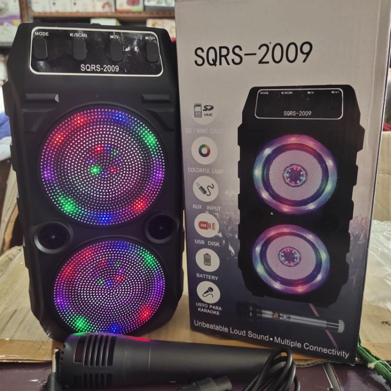 SPEAKER KAROKE BT 2009 + MIC BLUETOOTH FULLBASS USB CARGER MUDAH DI BAWA KEMANA MANA