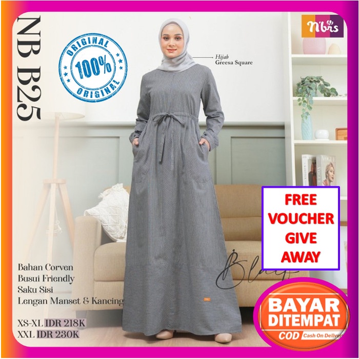 Gamis wanita Baju Dress Gamis Nibras Wanita Syari Terbaru 2021 Hitam Polos NB B25 - Peach, XS putih 