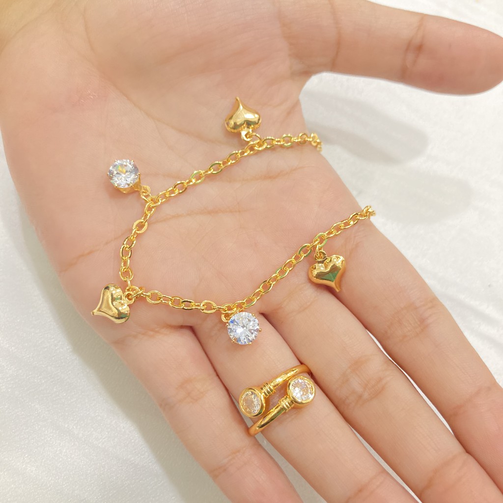 Set Gelang Cincin Mata Satu Yaxiya Lapis Emas