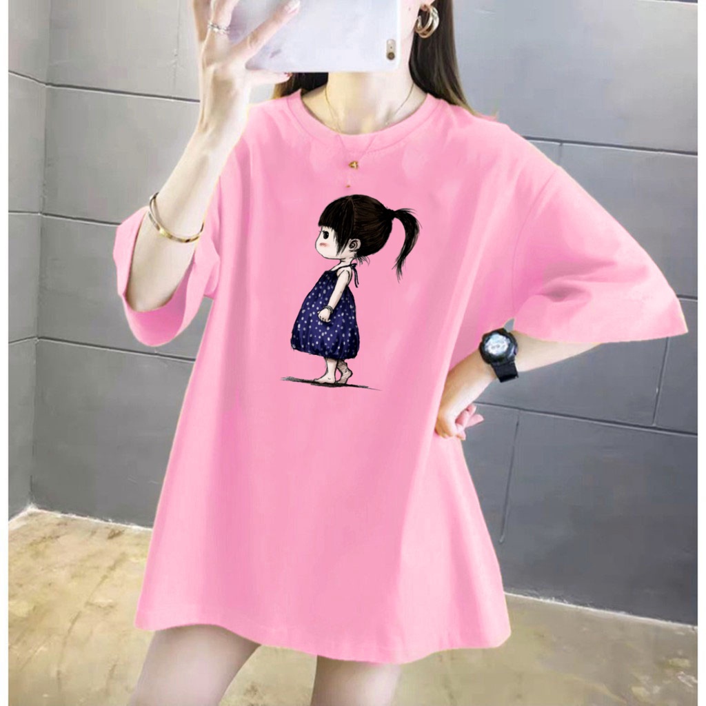 Kaos Wanita Oversize GIRL ALONE Jumbo SIze XXL LD 120/ Kaos Santai