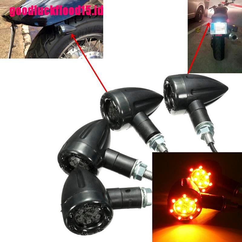 (LUCKID) Lampu Sein LED Warna Amber + Merah Untuk Motor