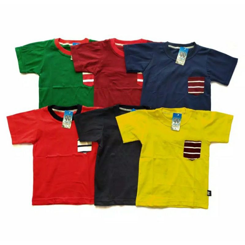 Kaos Oshkosh polos anak saku cowok cewek 1-5 thn