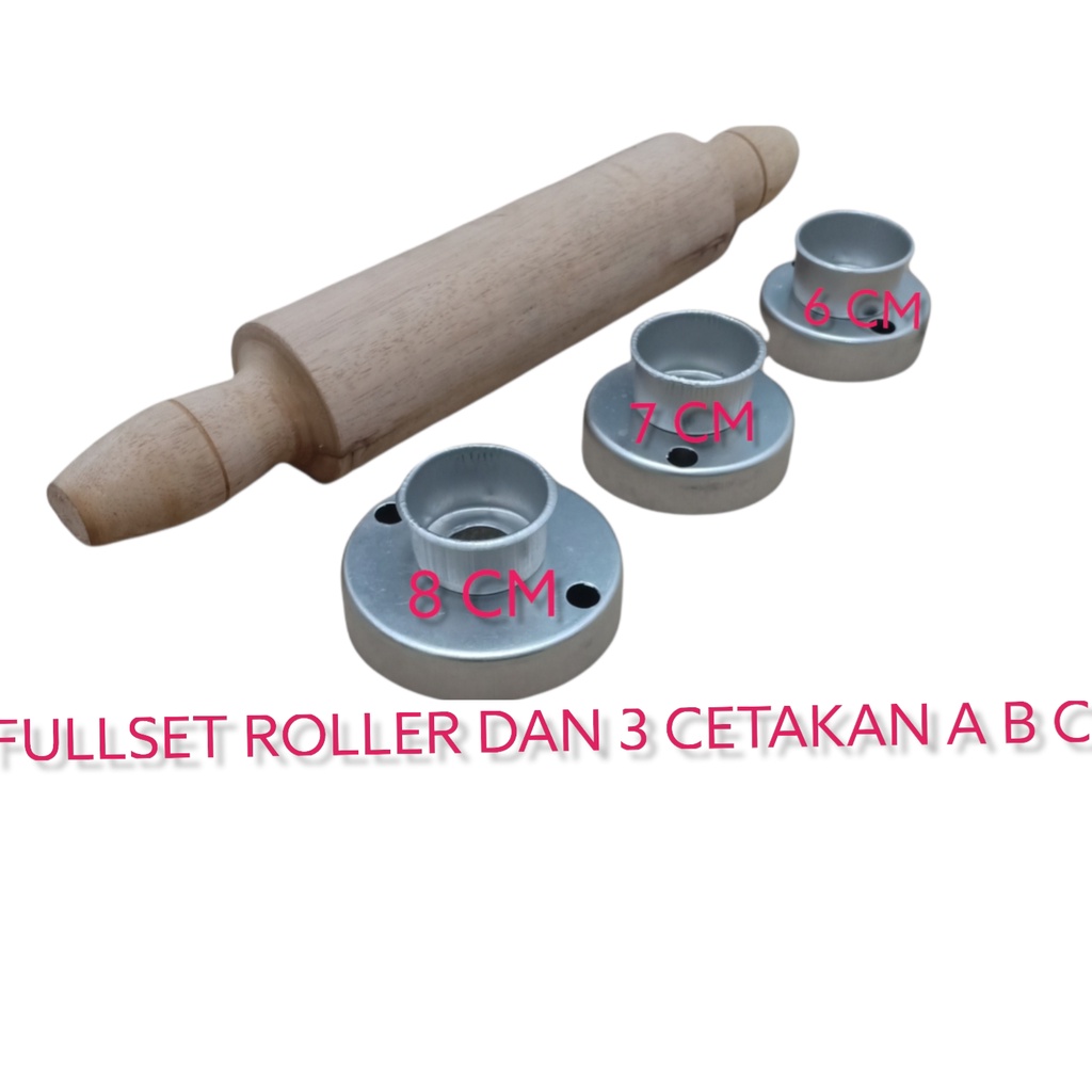 cetakan kue donat bulat kering jco 1 set isi 3 pcs BONUS  roller penggilas adonan