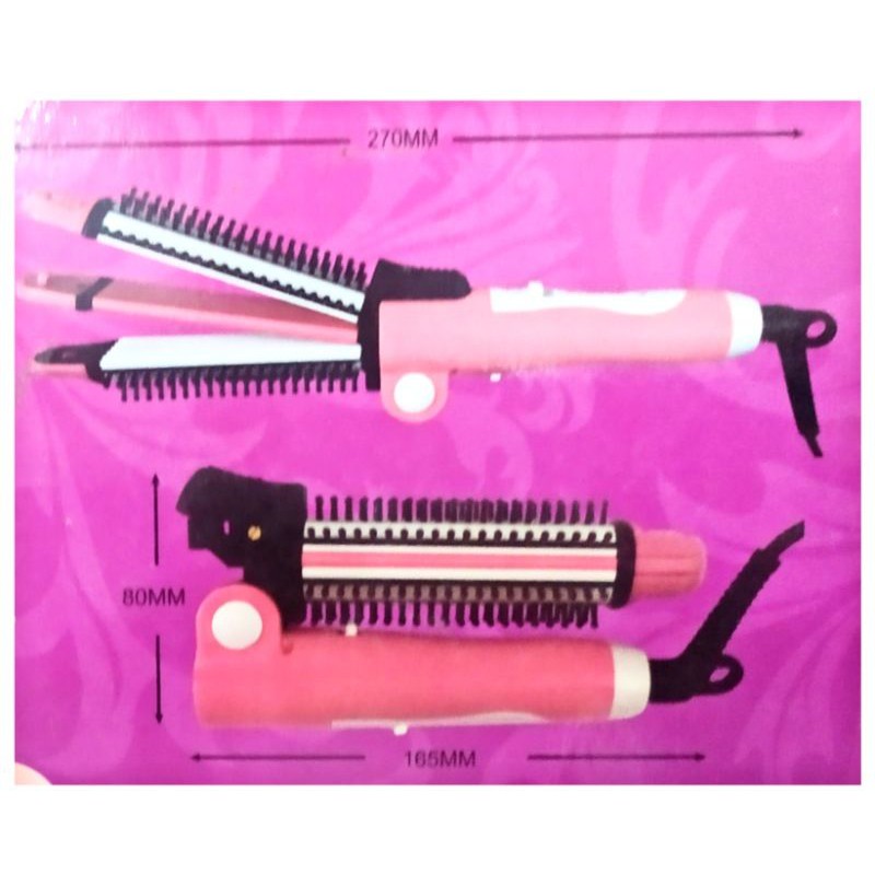 Nova Alat Catokan Rambut Curly Pelurus /  Hair Curling Iron 26mm / Catok Sisir Sebaguna 3in1