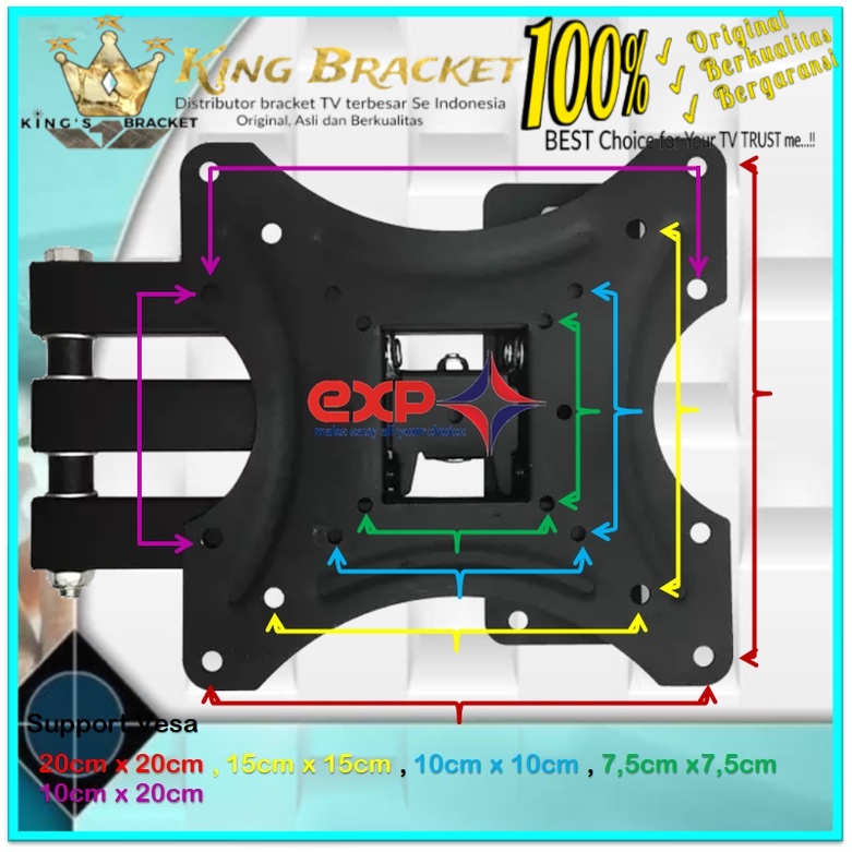 Bracket TV TCL 14 s/d 43 inch 6 ARAH FULL BESI SUPER KOKOH GARANSI 100% ORI