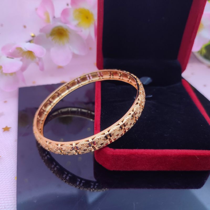 Gelang bangkok wanita Dubai dewasa lapis emas [ diameter 6,8 cm] COD