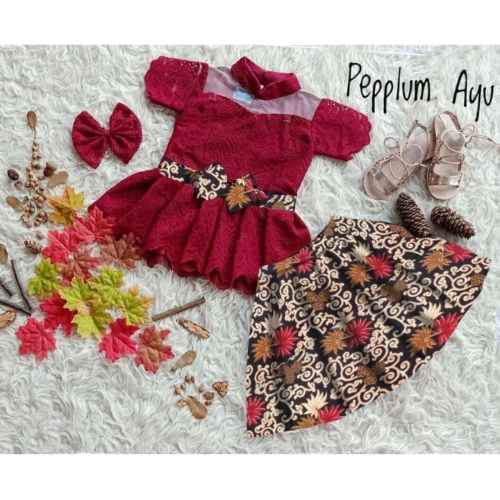 FWG - STELAN AYU TILE PREMIUM / SET KEBAYA ANAK CEWEK / SETELAN ANAK BATIK / PAKAIAN ANAK BATIK