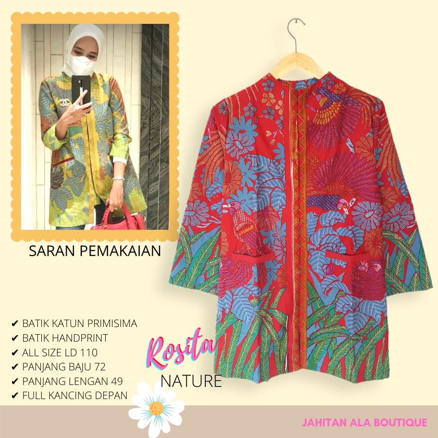 Blus rosita nature batik solo blus kerja cantik