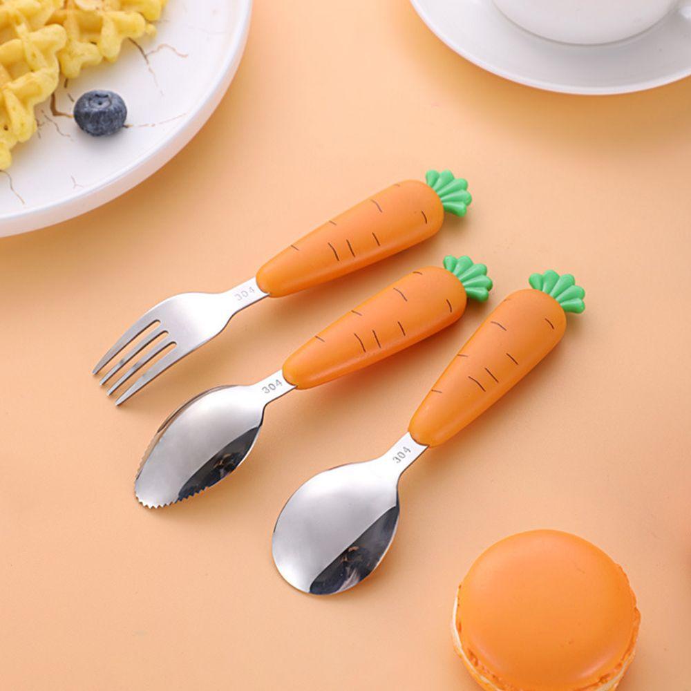 Solighter Peralatan Anak Reusable Stainless Steel Baby Flatware Bayi Gadget Peralatan Makan Balita