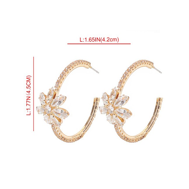 LRC Anting Tusuk Fashion Gold Copper Inlaid Zircon C-shaped Earrings D22418