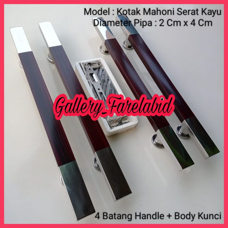 1 Meter Handle Pintu Rumah Stainless Steel Kotak 100 Cm Set Body Kunci Gagang Pintu Rumah Modern Pegangan Pintu Kupu Tarung Tarikan Pintu Rumah Minimalis