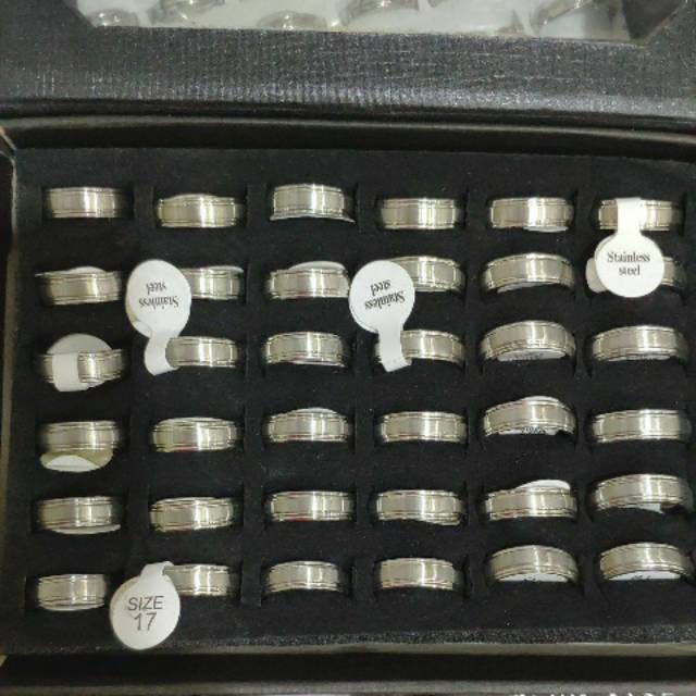 Cincin titanium isi 36 pcs morid dua garis