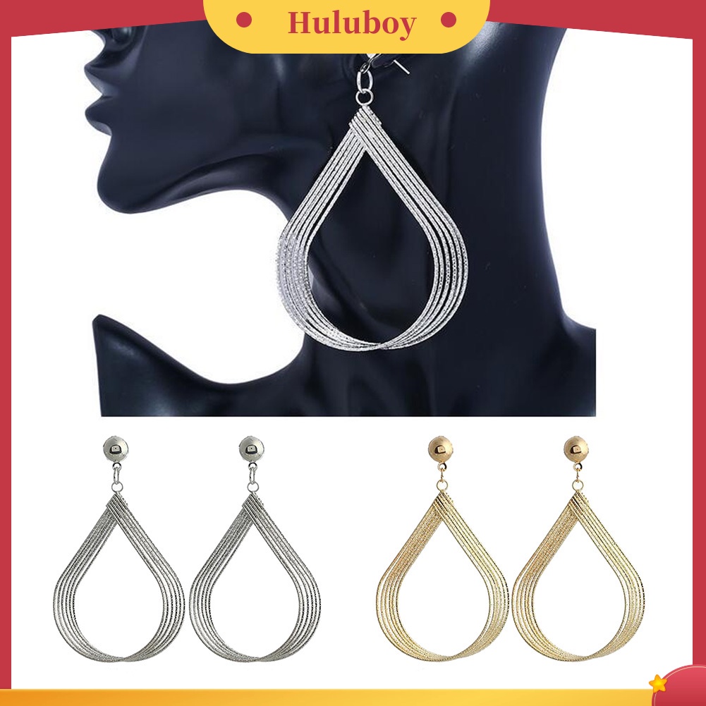 Hu Hu Hu Hu Hu Alat Bantu Pasang Kacamata♡ Anting Tusuk Gantung Wanita Desain Tetesan Air Hollow Gaya Simple Untuk Pesta