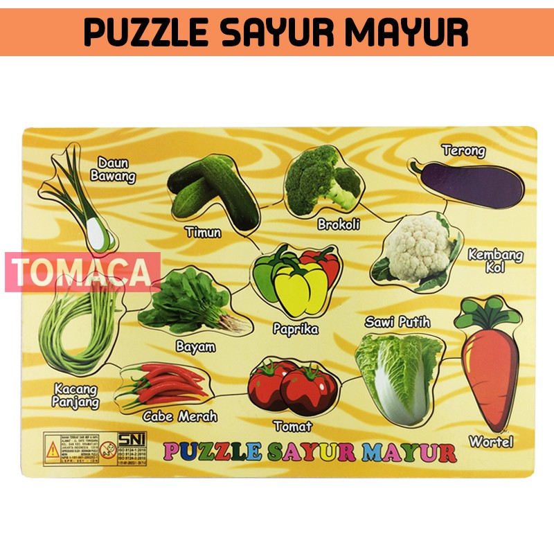 Mainan Edukasi Anak Puzzle Kayu Gambar Aneka Sayur Mayur Sayuran