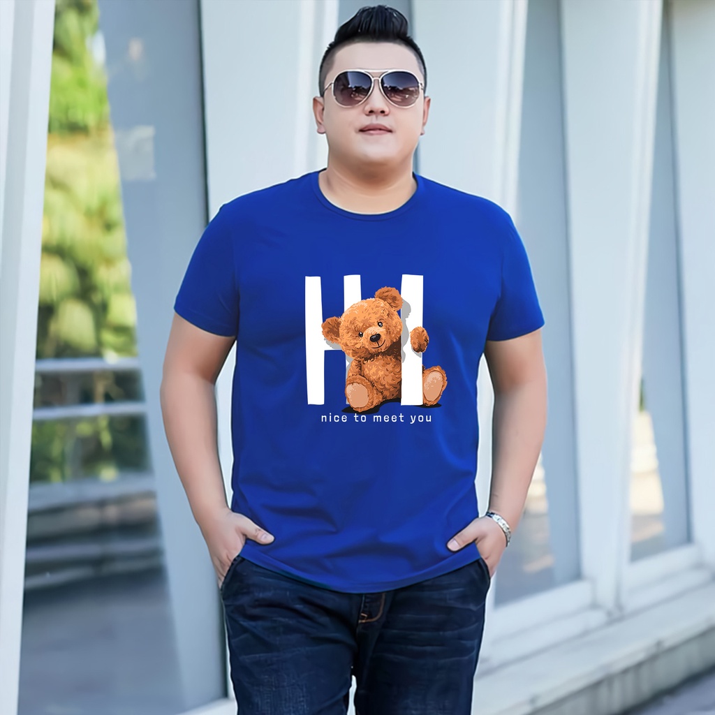 Baju Kaos Pria Jumbo Teddy Bear Tshirt Bigsize XL XXL Distro DTF