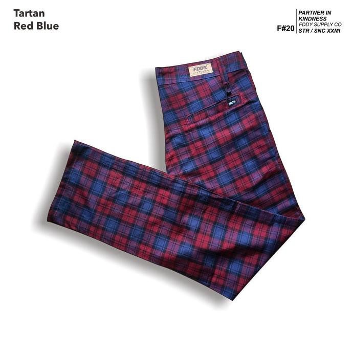 fruddy duddy - fddy - tartan - pants - red blue - M