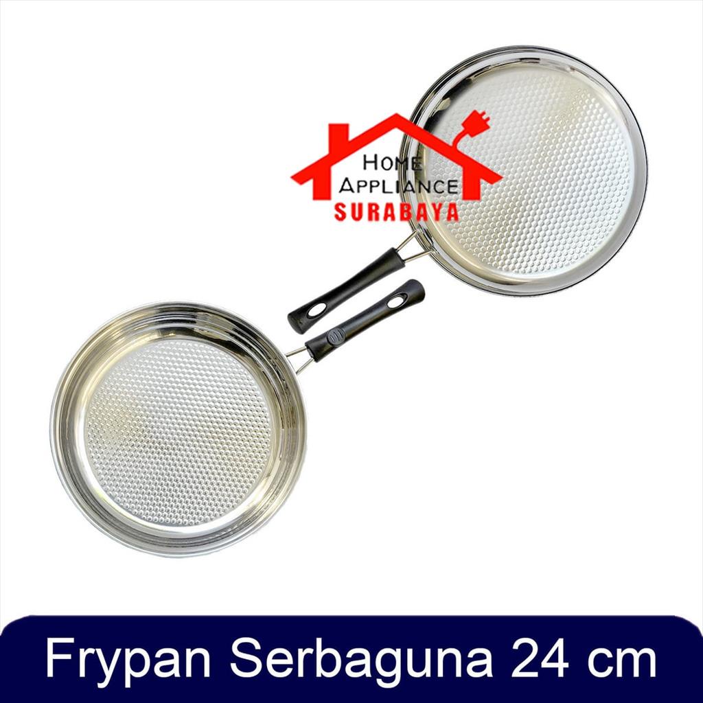 Panci Wajan Frypan 24CM Stainless Steel Motif Sarang Lebah Honeycomb Fry Pan 24 CM Anti Lengket GSF 2404