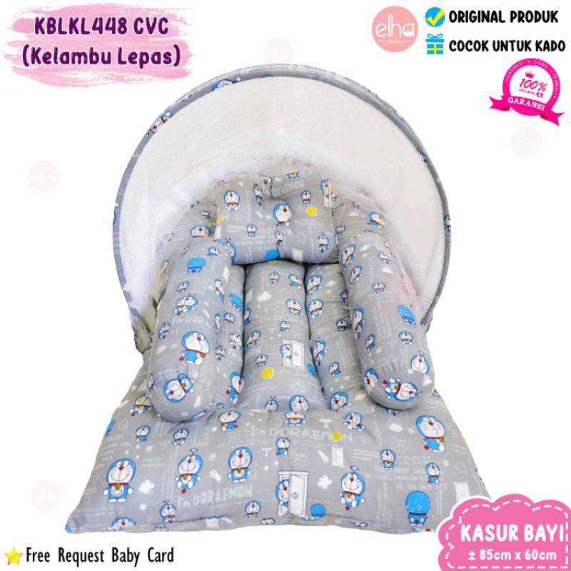 kasur bayi motif doraemon/tempat tidur bayi set/kasur bayi kelambu  set
