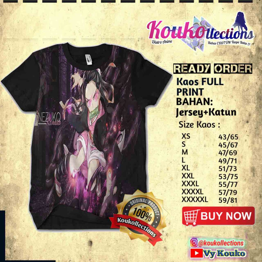 PROMO Kaos NEZUKO KIMETSU NO YAIBA pakaian pria dan wanita ,BAJU ANIME, anime stuff,poster anime