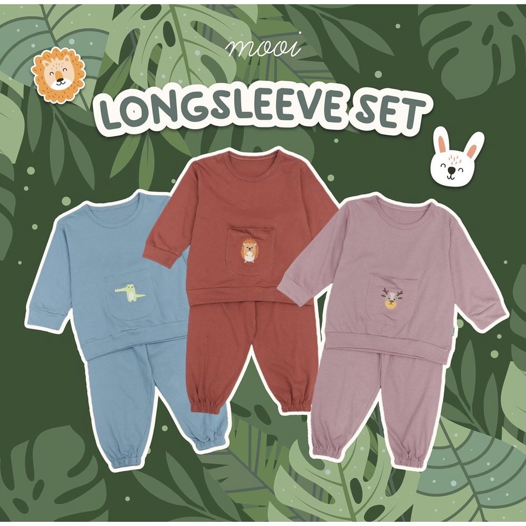 AMBYAR Last Stock MOOI LONGSLEEVE POCKET SET SETELAN PANJANG KANTONG ANAK 1-5 TAHUN CBKS SO