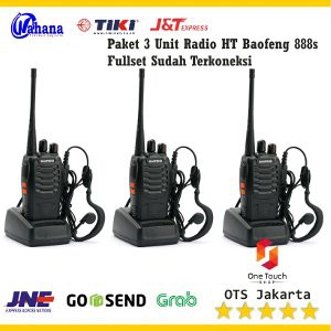 PAKET 3 UNIT BAOFENG Radio HT Handy Talky Walkie talkie BF 888s Headset