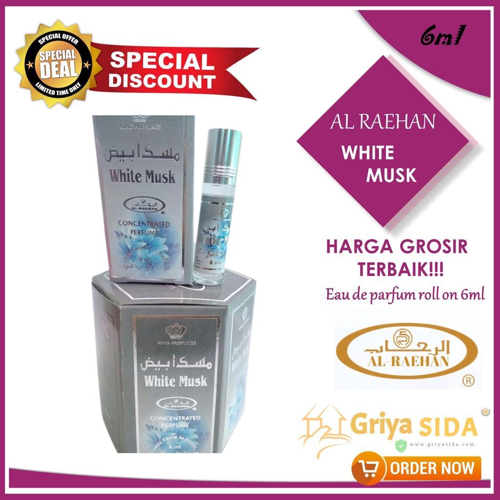 Parfum White musk 6ml alraehan minyak wangi misk mirip al rehab parfum Harga grosir PROMO!!