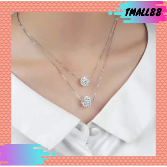 ♥TMALL88♥ Kalung Perhiasan Mewah Rantai Simpel 2 Lapis Tiatanum Bola h36 Lapis B17