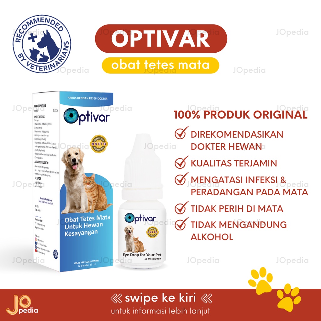 OPTIVAR Obat Tetes Mata Kucing Anjing Hewan Obat Mata Infeksi Merah