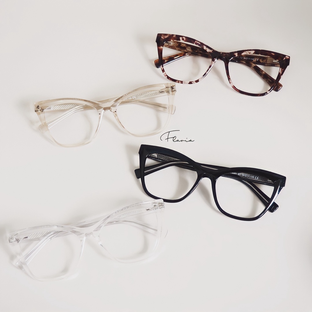 Flavia Eyewear - Kacamata Megan Square Acetat (custom minus, photochromic, blueray, bluechromic dan photobrown)