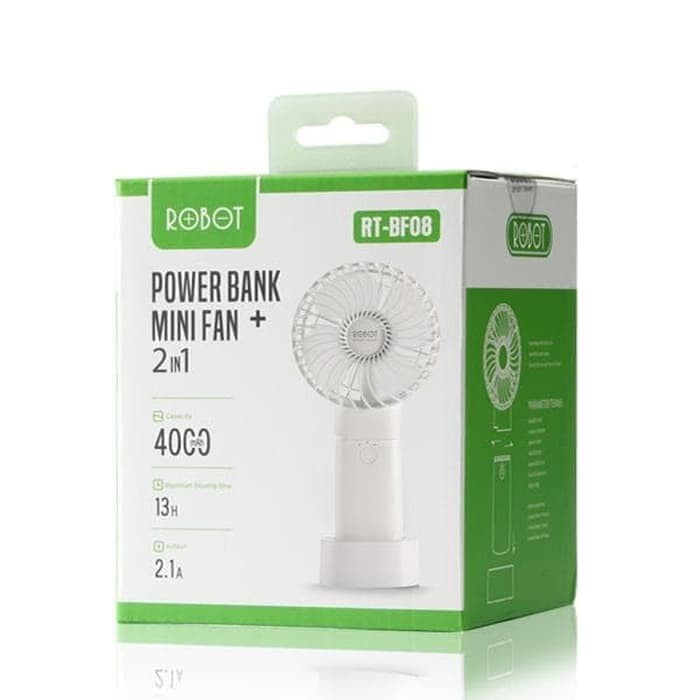 PowerBank Fan Kipas ROBOT RT BF08 BF08 RTBF08 4000mAh Power Bank Kipas Parling Laris