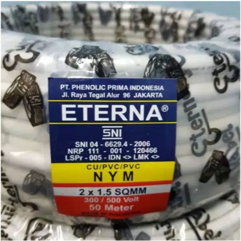 KABEL ETERNA NYM 2x1,5 / KABEL LISTRIK ETERNA NYM 2x1.5 ecer Meteran