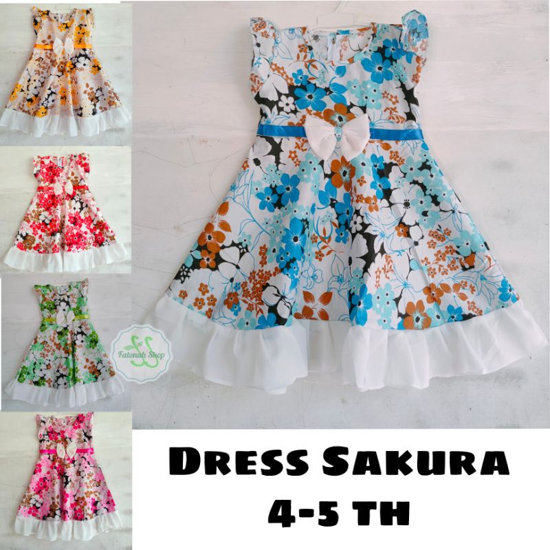 Dress anak 4 5 tahun gaun anak cewek perempuan baju pesta mewah lucu motif bunga ( dress karenai )