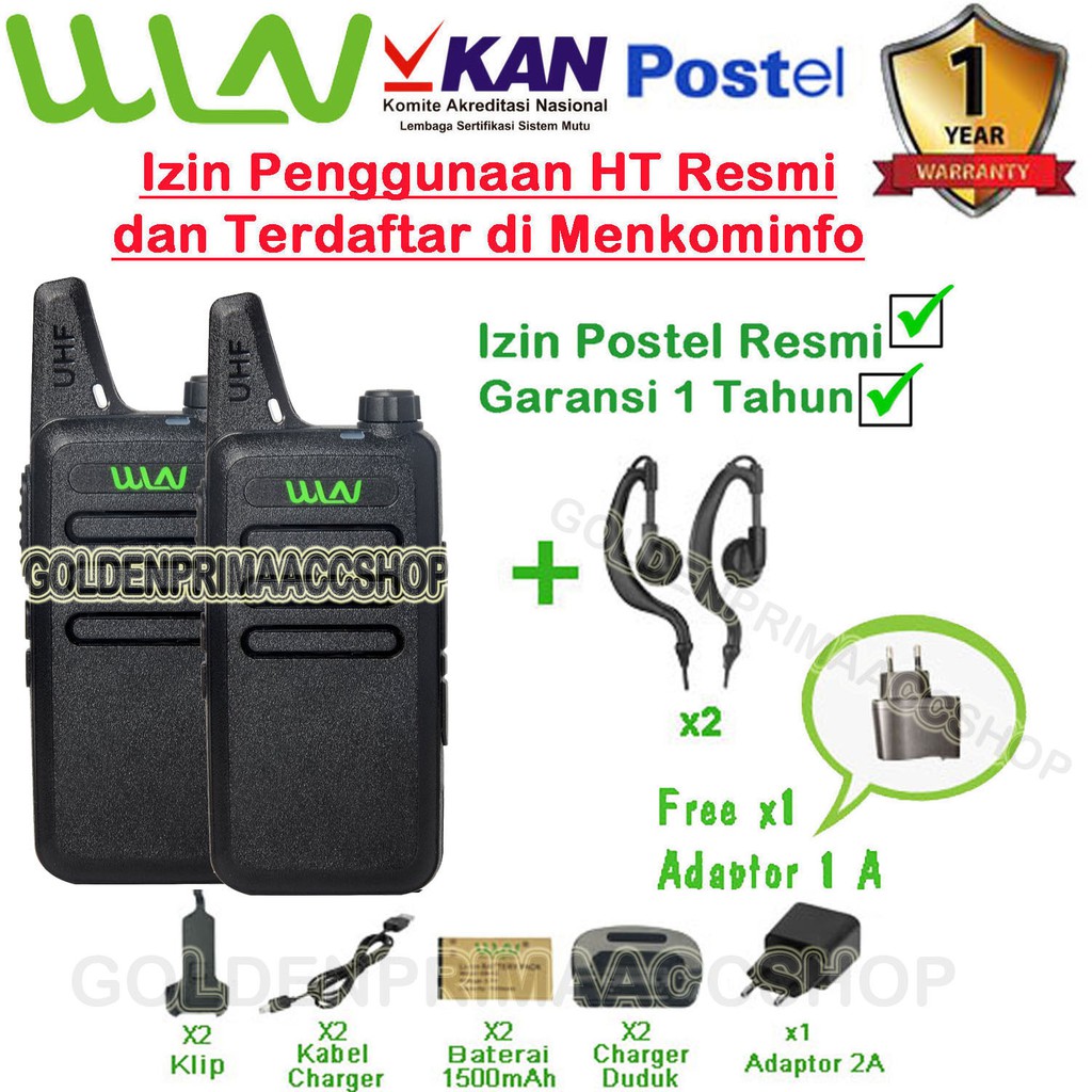 PAKET HANDSFREE + CHARGER DESKTOP HT WLN KD-C1 VARIAN HITAM,MERAH PUTIH - ISI 2 PCS