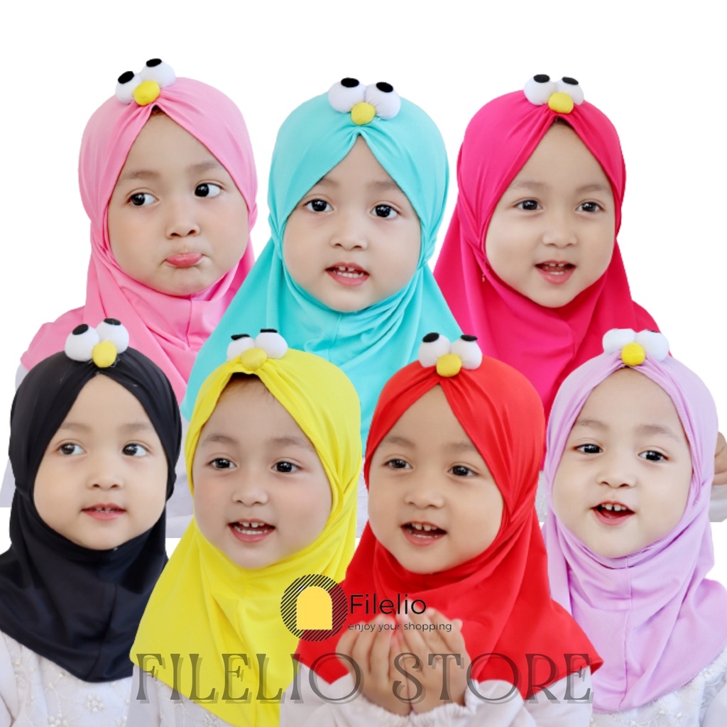 TERMURAH Krudung Anak Perempuan Umur 0-3 Tahun Jilbab Instan Anak Premium Terbaru Elmo Emoticon