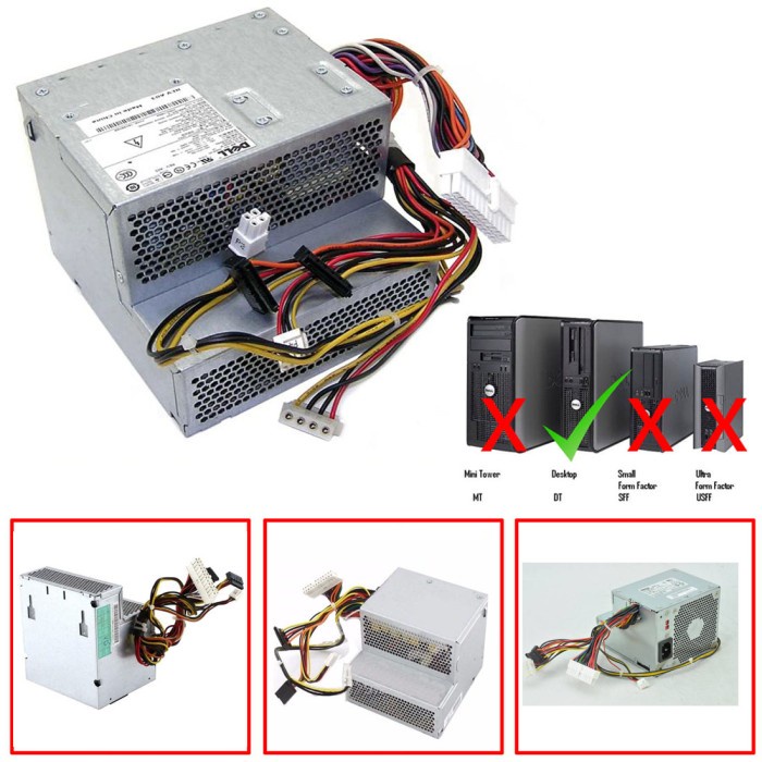 power supply PSU DELL GX520 GX620 755 745 740 DESKTOP 280W 0MH596