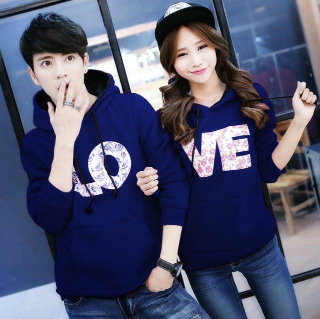 Baju couple sweater Hoodie pasangan LOVE pacaran remaja dewasa prewedding yeobo cinta