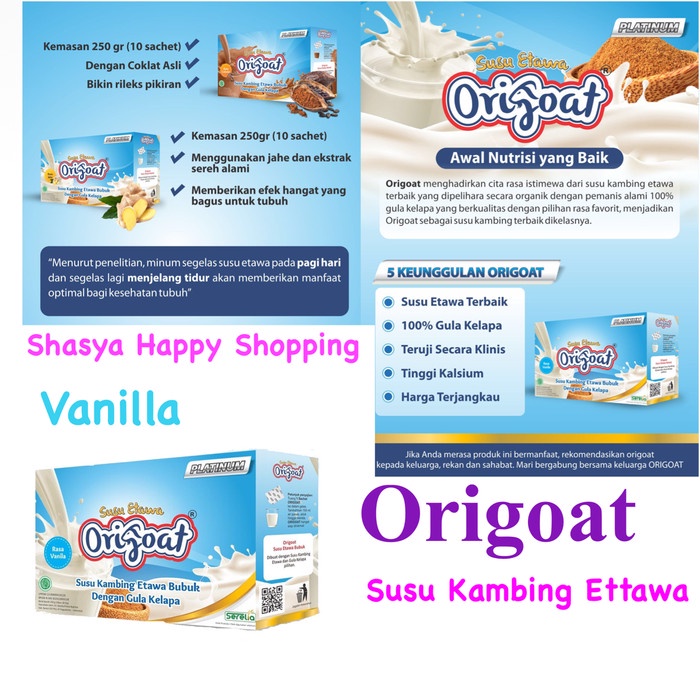 

Origoat Susu Kambing Ettawa Asam Lambung Tinggi Kalsium 250 gram - Vanila