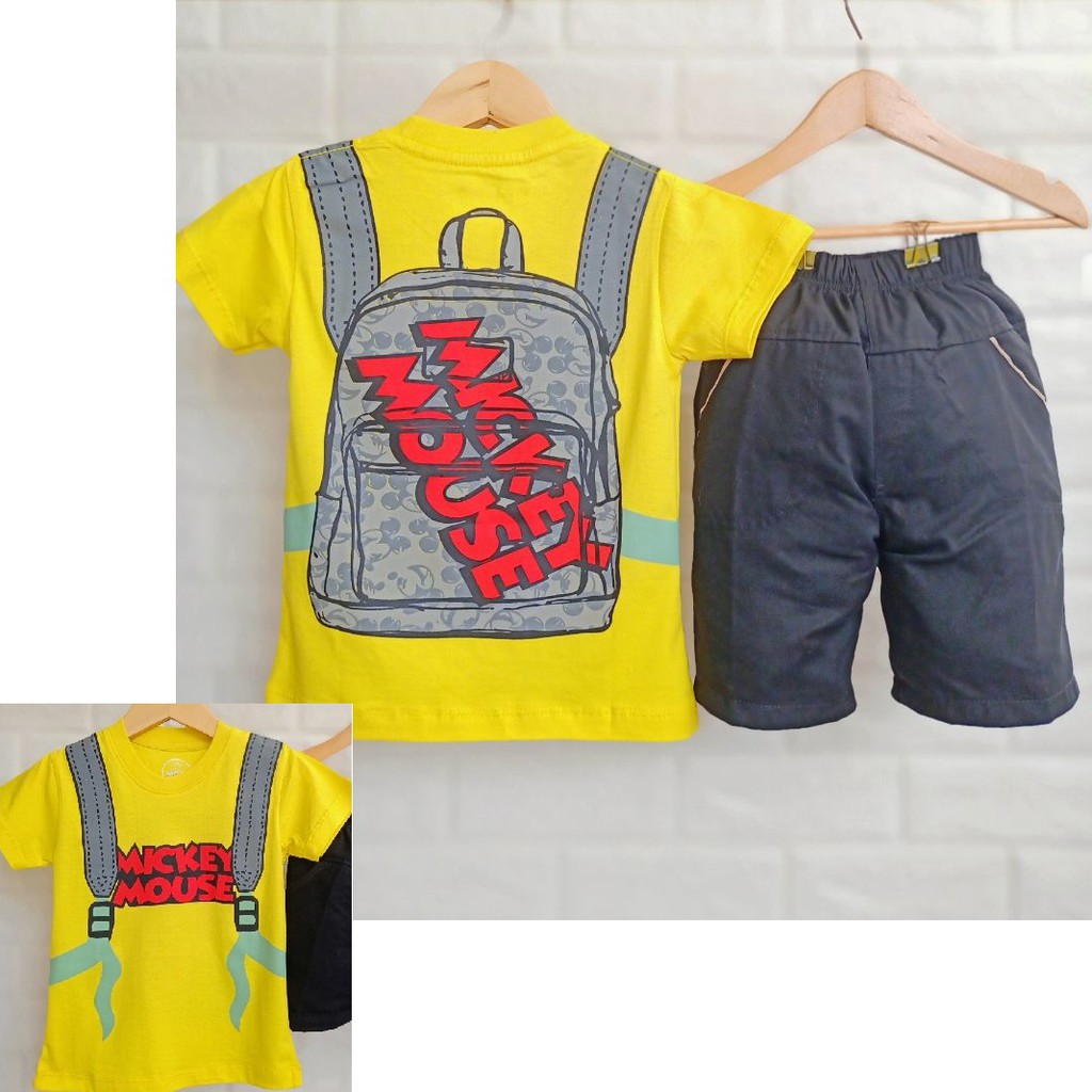 BAJU ANAK LAKI RANSEL KPD CELANA PENDEK KATUN 1 TAHUN - 7 TAHUN MIKI SETELAN ANAK LAKI-3