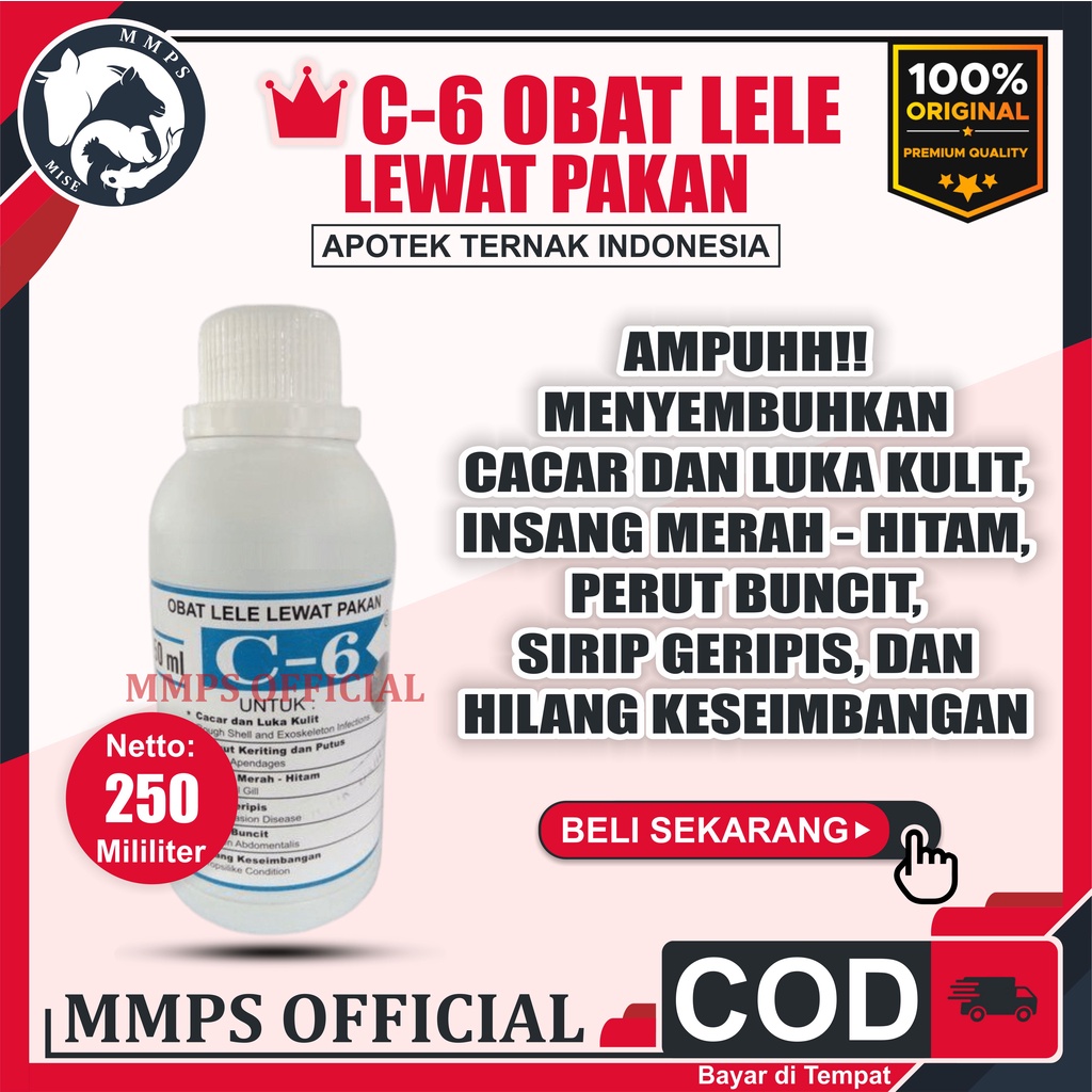 C6 OBAT IKAN LELE LEWAT PAKAN 250ml c-6 AMPUH - C6 obat lele lewat pakan (250ml)