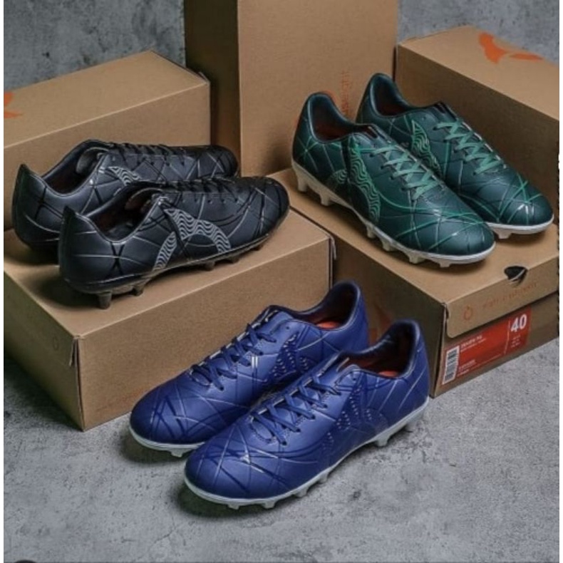 Sepatu Sepakbola Bola Ortuseight Ortus Zenith FG Original Hitam Hijau Biru