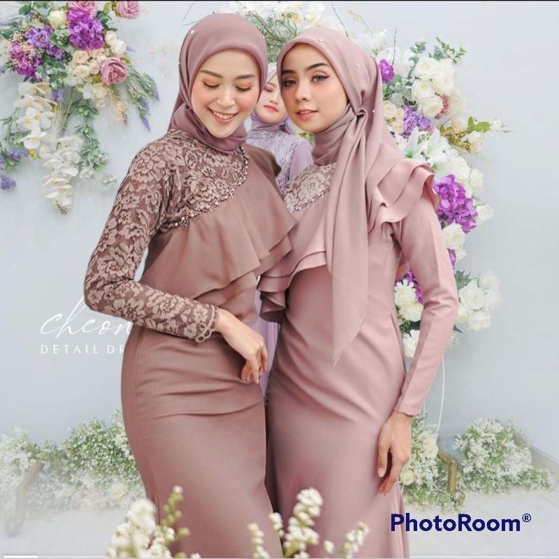 dress muslimah wanita/gamis muslim/gaun barokat/gaun lamaran gaun wisuda/gaun pengantin