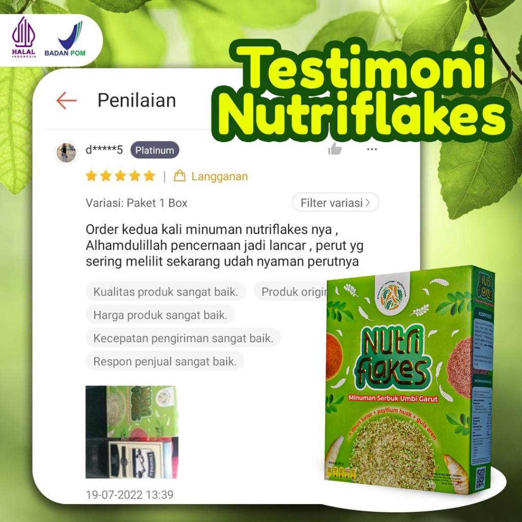 Nutriflakes - Terapi Lambung &amp; Pencernaan Minuman Kaya Serat Solusi DIET, Maag, Asam Lambung Kronis Lancarkan Pencernaan Bantu Turunkan Berat Badan Diet Isi 280gr