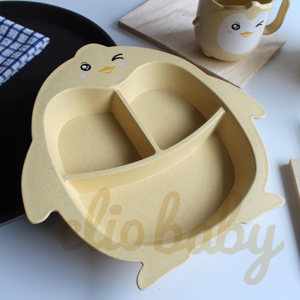 SET Piring anak murah gambar penguin SET tempat makan anak Tableware anak lucu dan murah bahan wheat