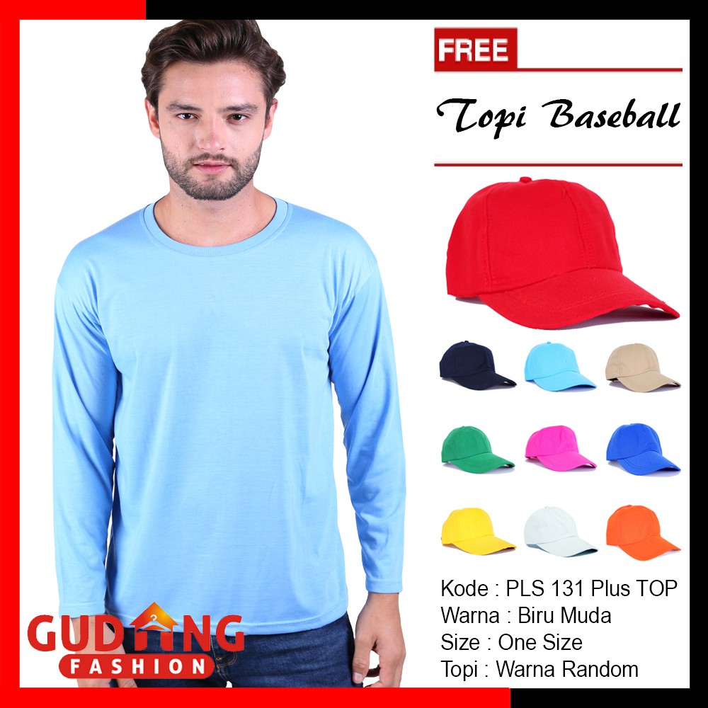 Kaos Polos Panjang O-Neck Plus Free Topi (COMB)