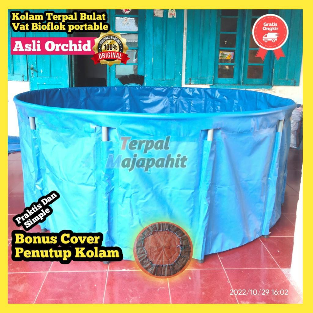 Kolam Terpal Bulat Vat Bioflok Portable-D2 Tinggi 80 Cm Untuk Karantina/keep ikan Hias Koi dan Ikan 