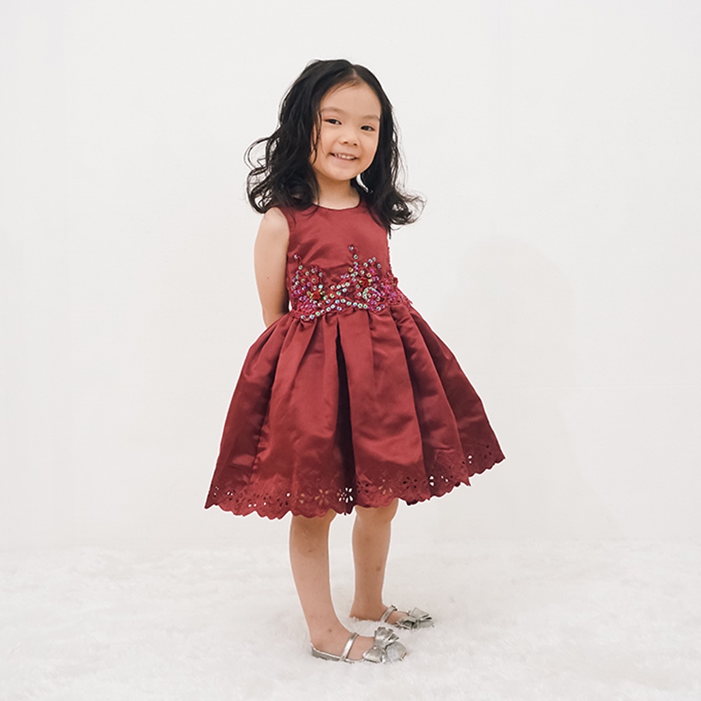 Bianca Dress Anak Perempuan Saten Dove Elegan (1680)