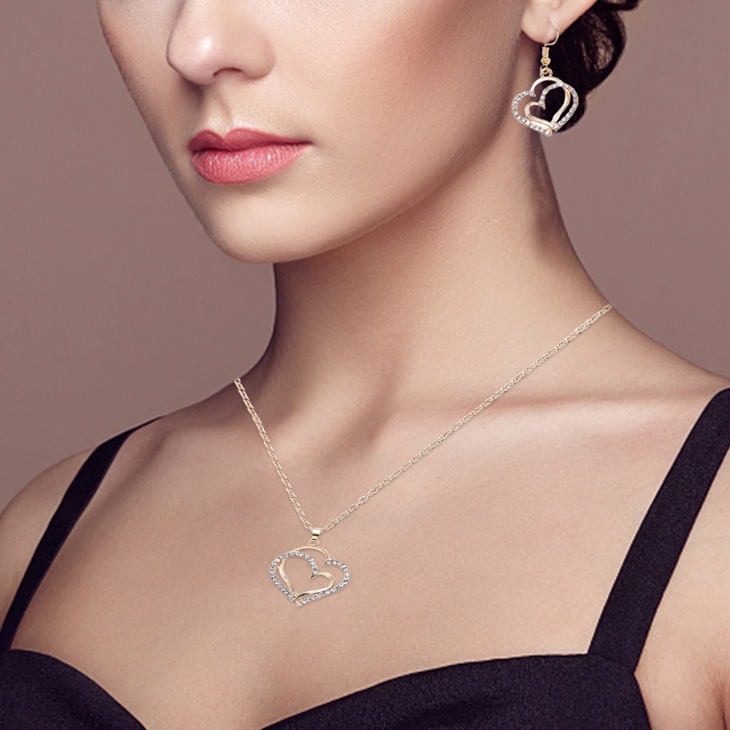 Hu Hu Hu Hu Hu Alat Bantu Pasang Kacamata♡ 1 Set Anting Kait Gantung Wanita Desain Hati Ganda 2 Warna Gaya Musim Panas Untuk Pernikahan