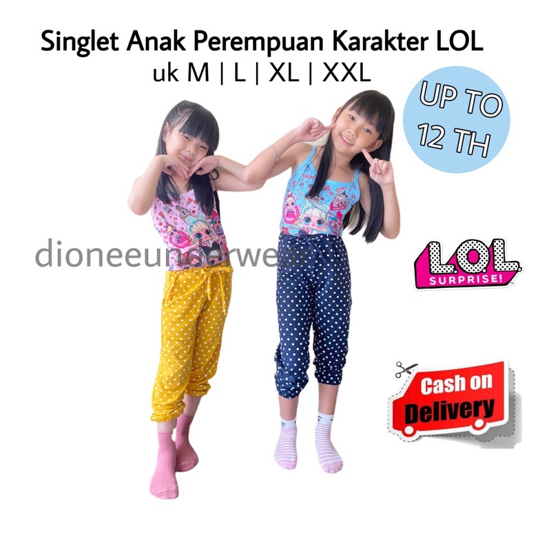 Kaos Singlet Anak Perempuan Lol / Kaos Dalam Singlet Anak Perempuan Bahan Katun Motif Lol Murah